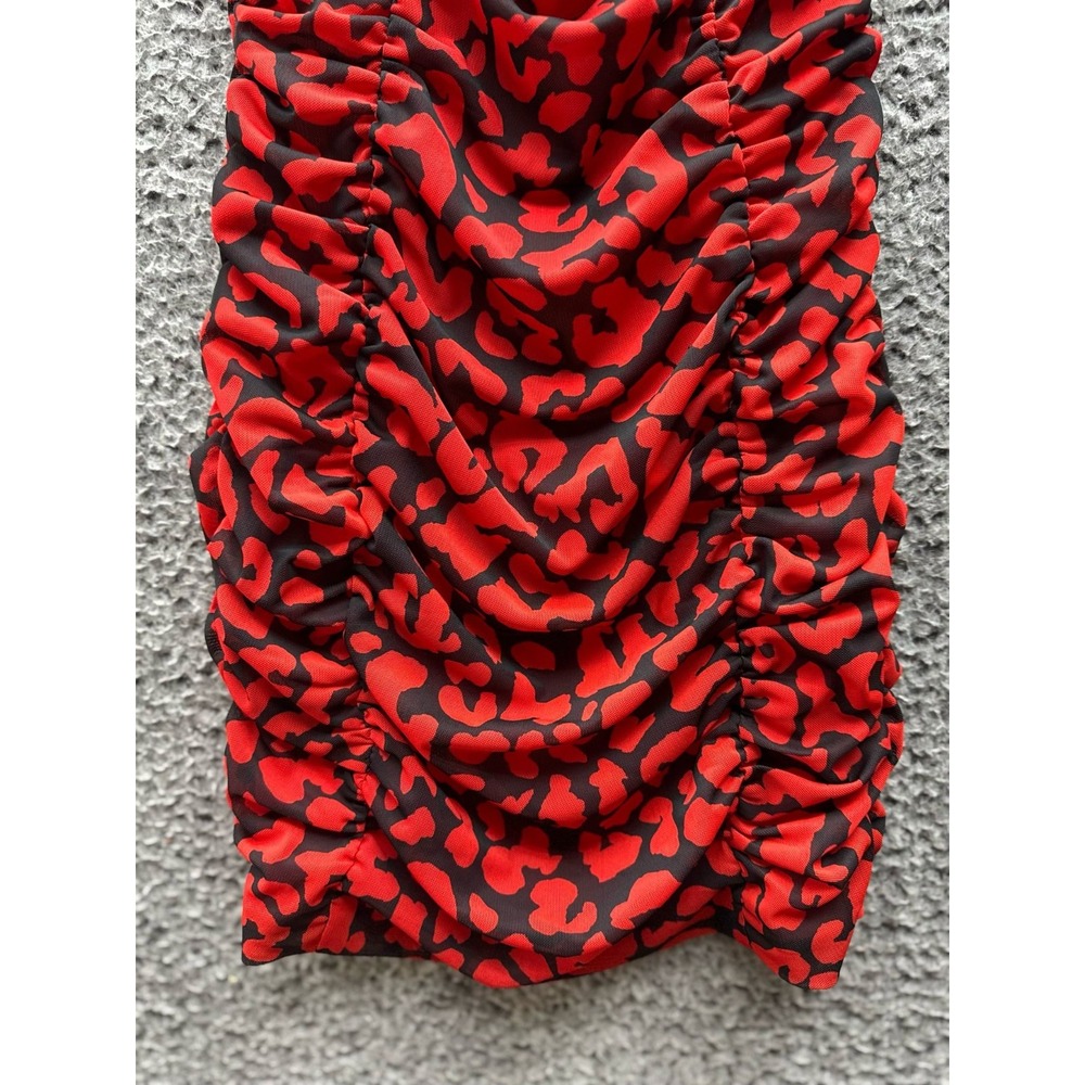 NWT Michael Costello x Revolve Afton Mini Dress Red Black Leopard Womens Size XS - Picture 3 of 11